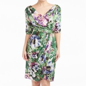 ⬇️ ST. JOHN BLACK LABEL | Green Multi-Floral Silk Dress | Women’s Size: 6